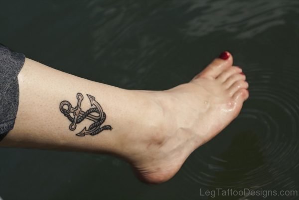 Lower Leg Anchor Tattoo
