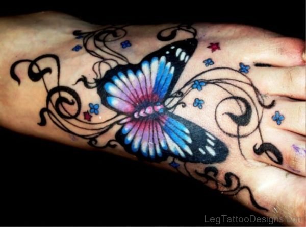 Magnificent Butterfly Tattoo On Foot
