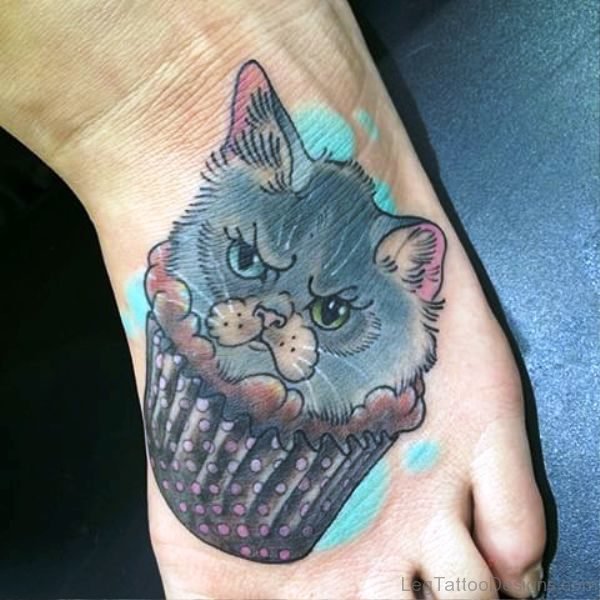 Magnificent Cat Tattoo On Foot