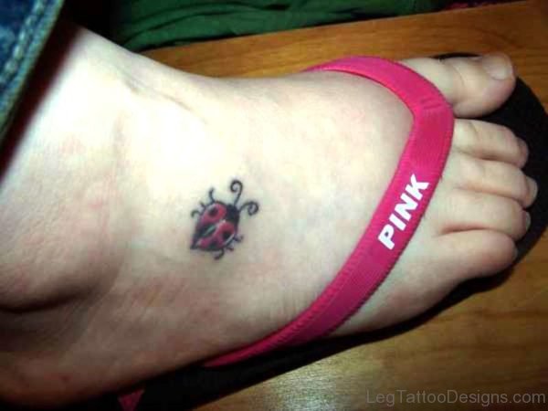 Magnificent Ladybug Tattoo On Foot