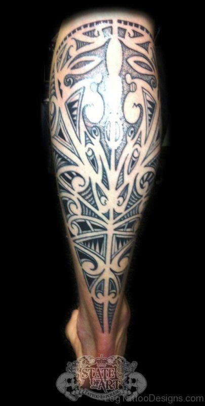 Maori Tattoo On Calf