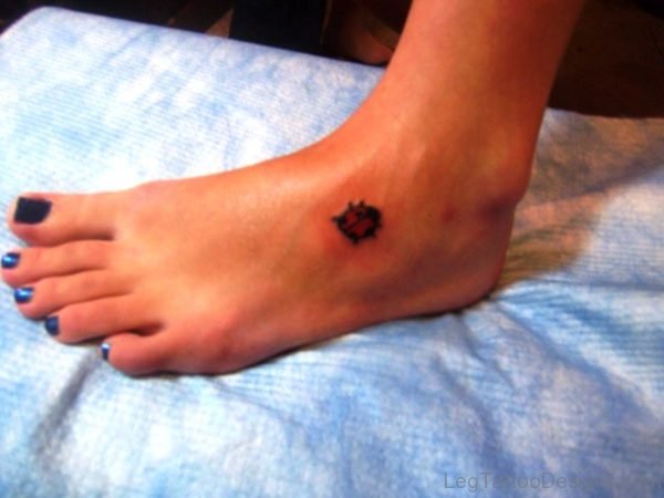 Marvellous Ladybug Tattoo On Foot