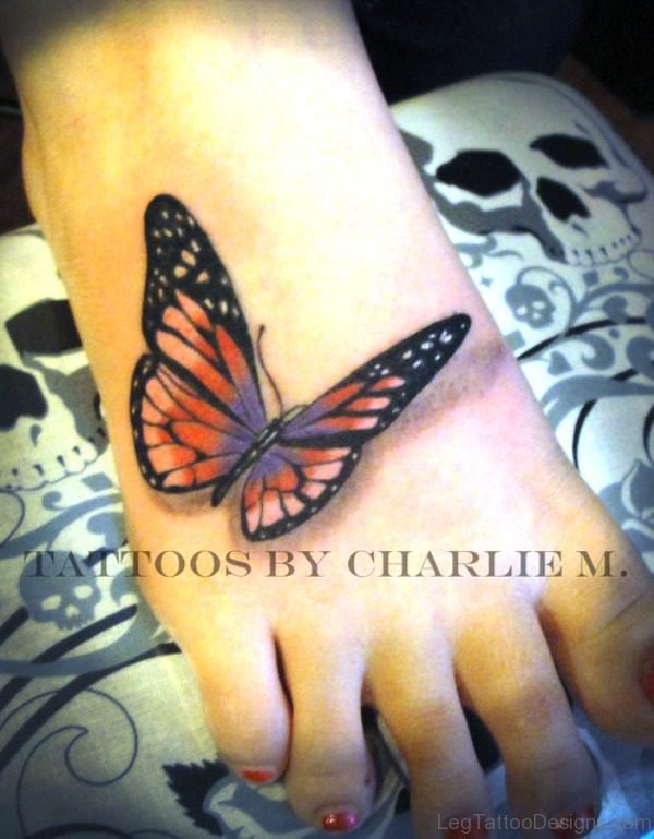 Marvelous Butterfly Tattoo On Foot