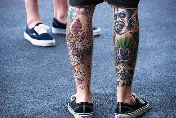 Marvelous Evil Tattoo On Leg