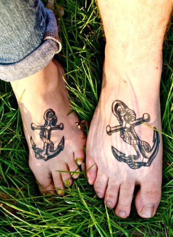 Matching Anchor Foot Tattoo