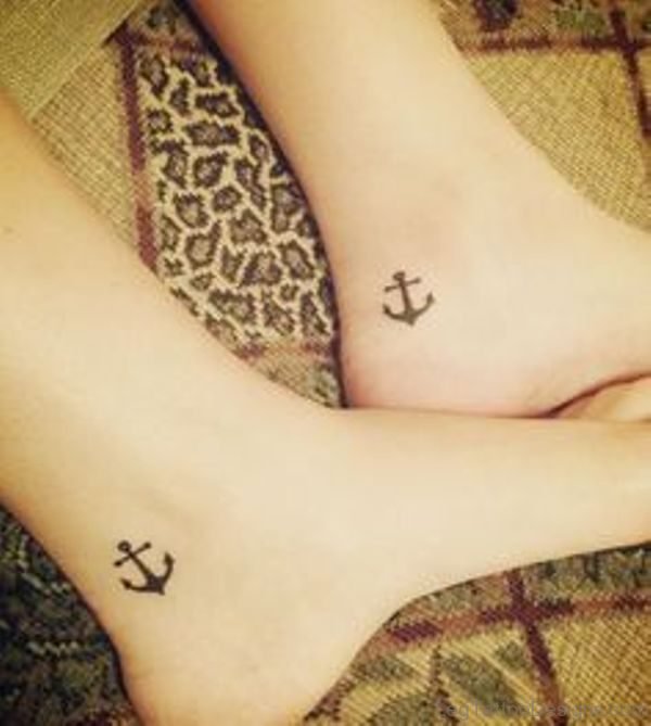 Matching Anchor Tattoo On Ankle
