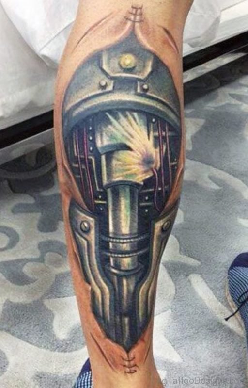 Mind Blowing Biomechanical Tattoo