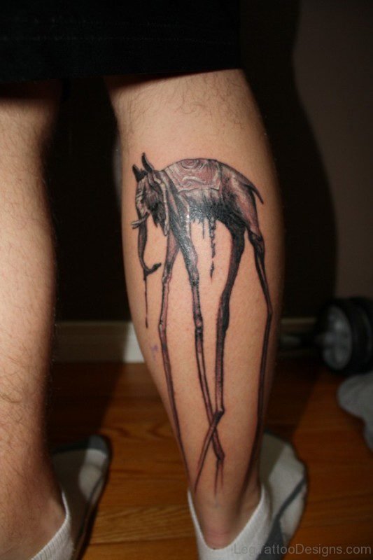 Mind Blowing Elephant Tattoo On Leg
