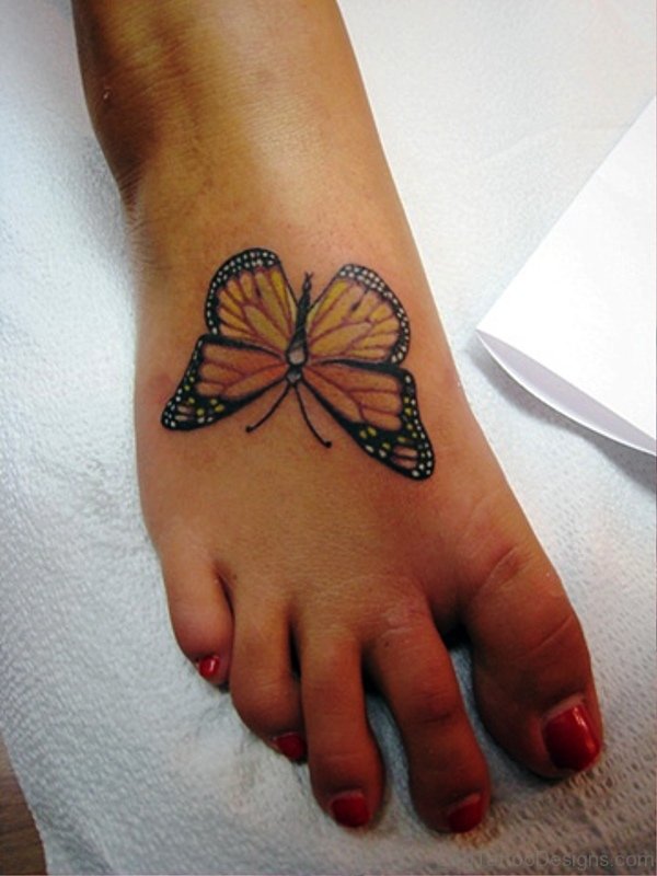 Monarch Butterfly Tattoo Design On Foot