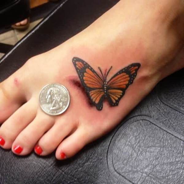 Monarch Butterfly Tattoo On Foot