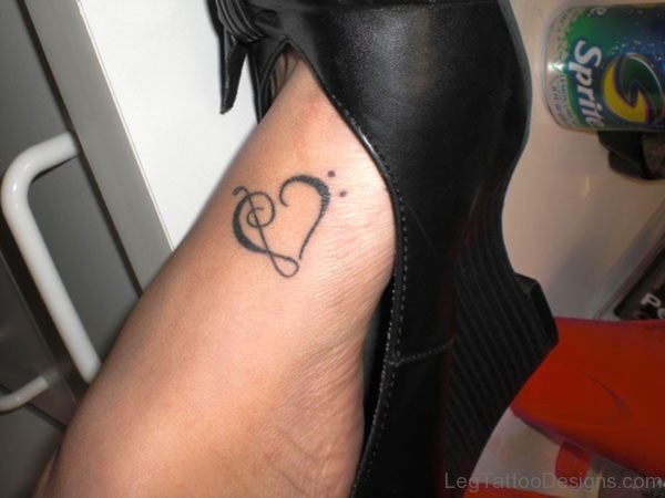Music Heart Tattoo Design On Foot