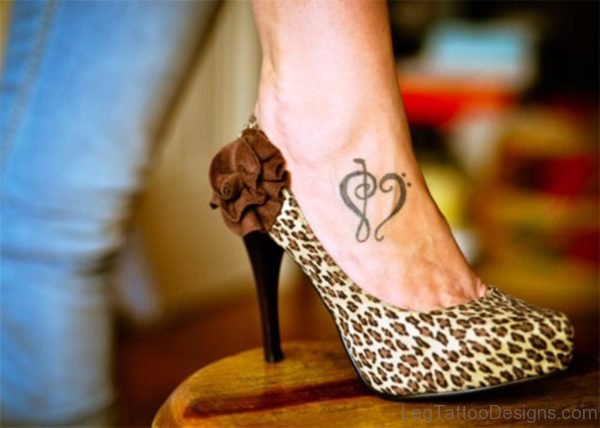 Music Heart Tattoo On Foot
