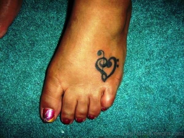 Music Note Heart Tattoo On Foot