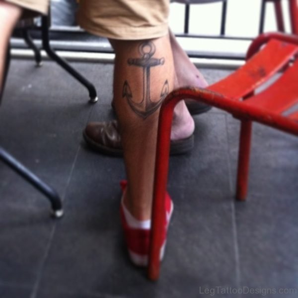 Nice Anchor Leg Tattoo