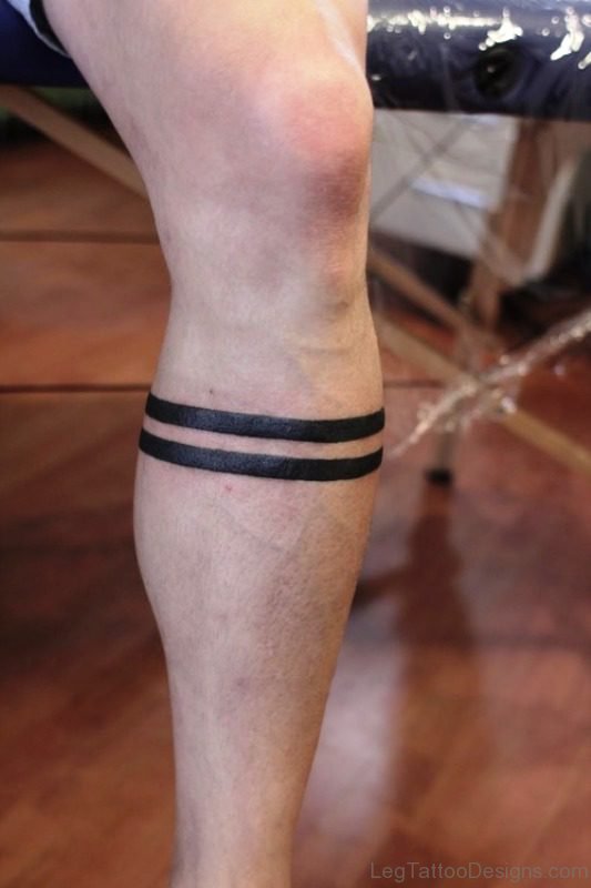 Nice Band Tattoo On Leg