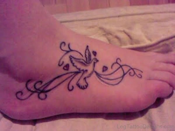 Nice Bird Tattoo On Foot