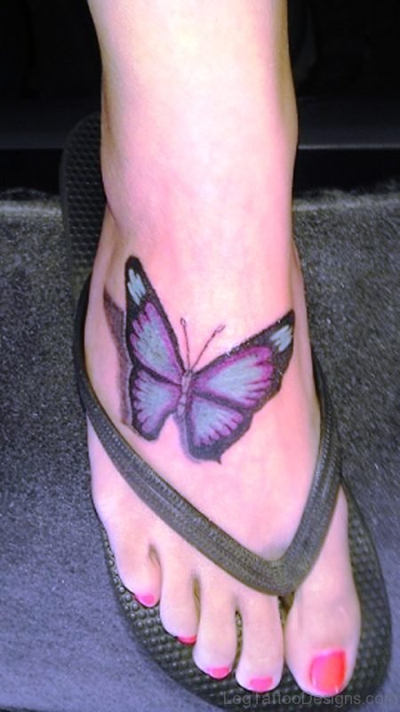 Nice Butterfly Tattoo On Foot