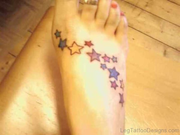 Nice COlored Stars Tattoo Design