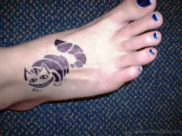 Nice Cheshie Cat Tattoo On Foot