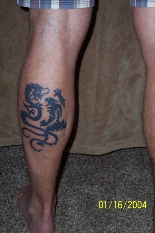 Nice Dragon Tattoo On The Leg