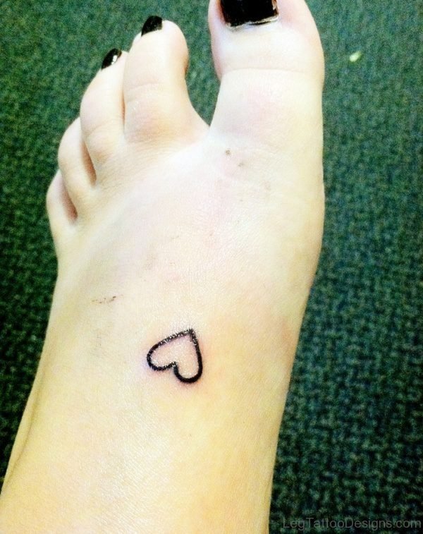 Nice Heart Tattoo On Foot