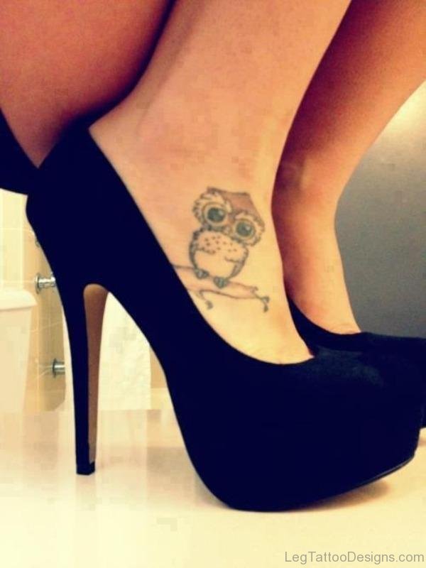 Nice Owl Tattoo On Foot 1