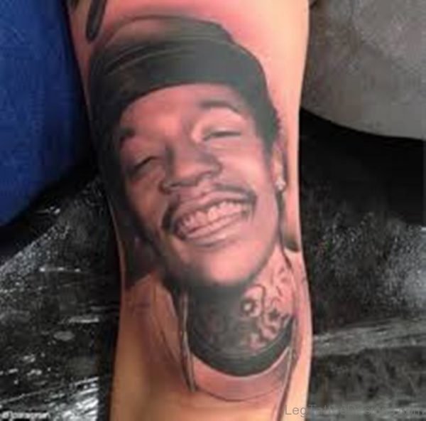 Nice Portrait Tattoo On Leg