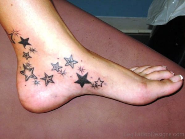 Nice Star Tattoo On Ankle