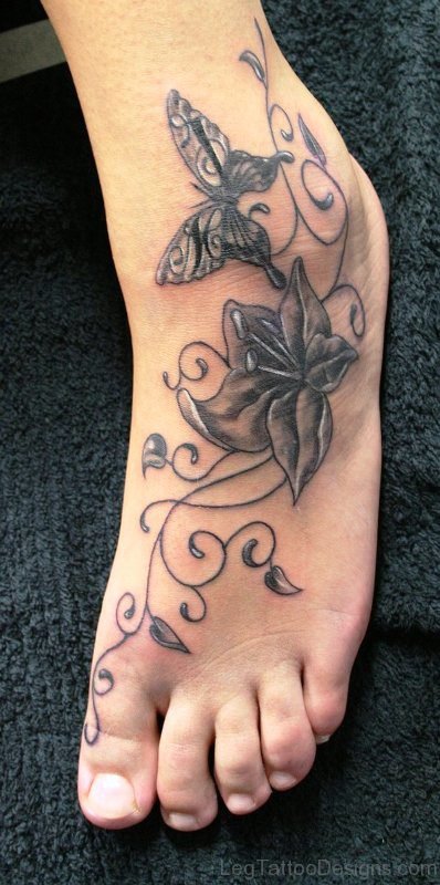 Outstanding Butterfly Tattoo On Foot