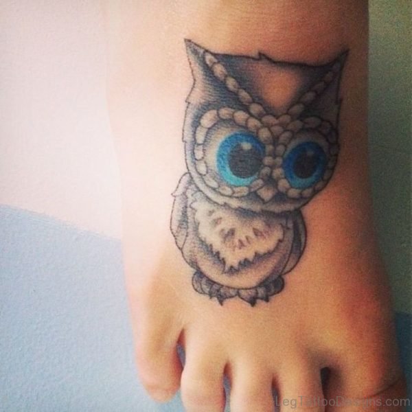 Owl Tattoo On Foot