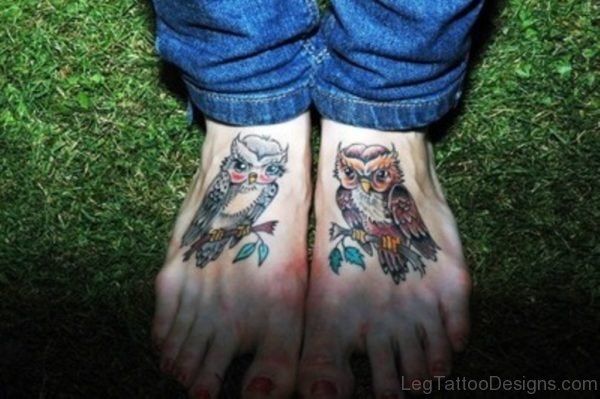 Owl Tattoos On Foots