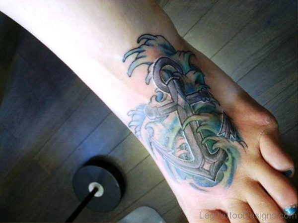 Perfect Anchor Tattoo On Foot