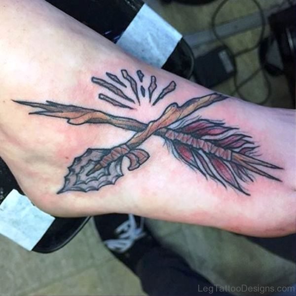 Perfect Arrow Tattoo On Foot