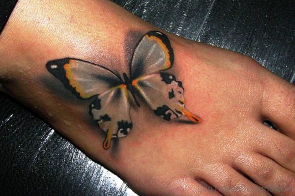 Perfect Butterfly Tattoo On Foot