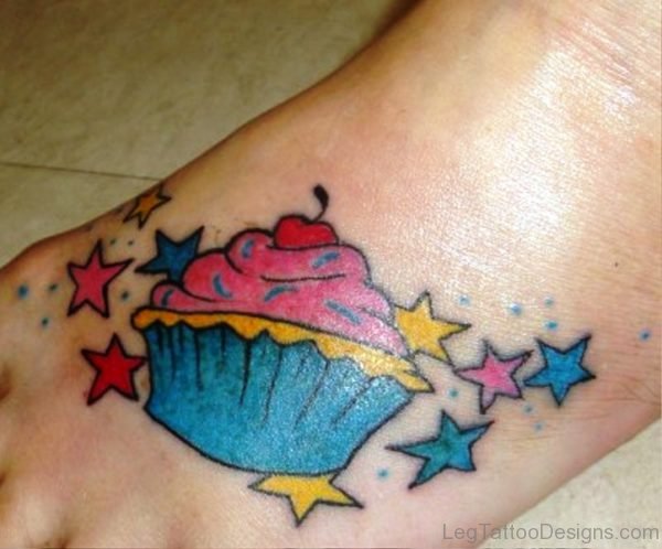 Perfect Cupcake Tattoo On Foot