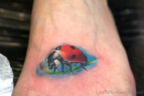 Perfect Ladybug Tattoo On Foot