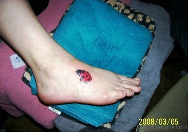 Phenomenal Ladybug Tattoo On Foot