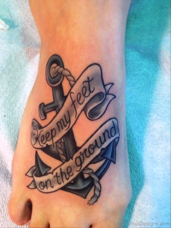 Photo Of Anchor Tattoo On Foot