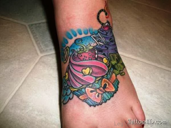 Photo Of Cupcake Tattoo On Foot