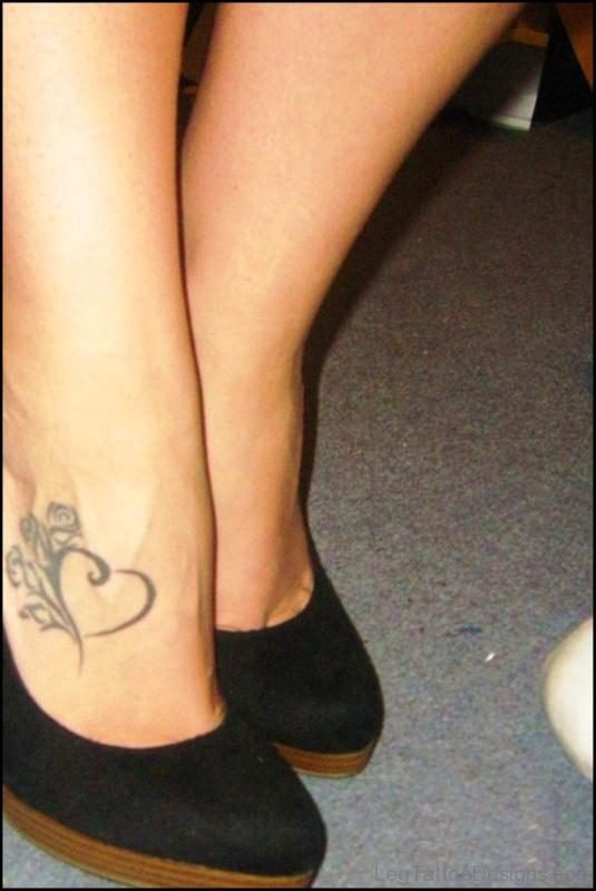 Photo Of Heart Tattoo On Foot