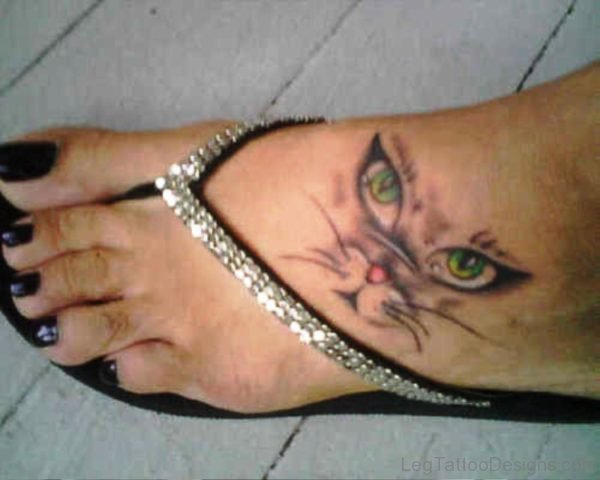 Pic Of Cat Tattoo On Foot