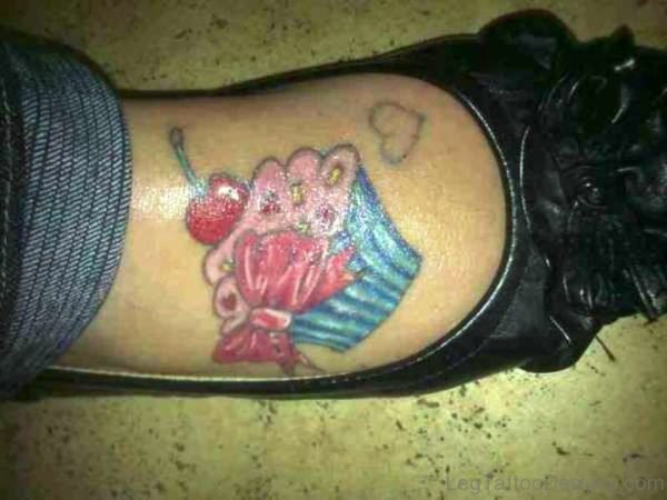 Pic Of Cupcake Tattoo On Foot