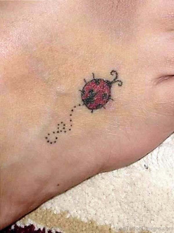 Pic Of Ladybug Tattoo On Foot