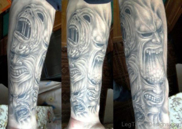 Picture Of Evil Tattoo On Leg