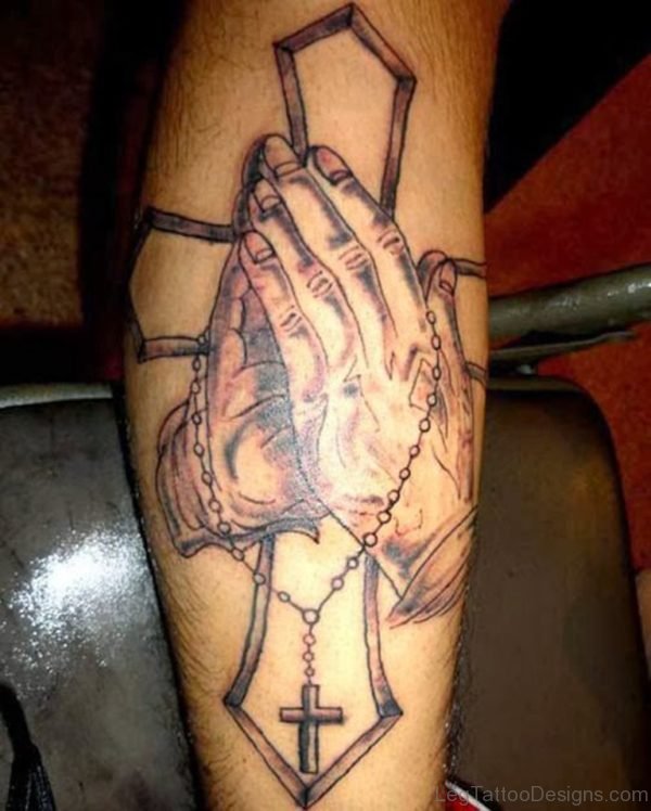 Praying Hands And Cross Tattoo 1