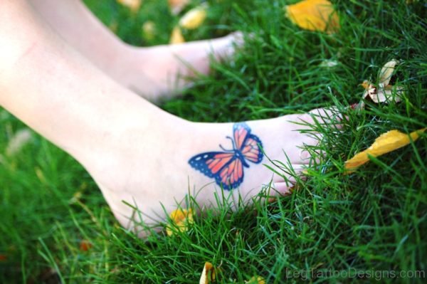 Pretty Butterfly Tattoo On Foot