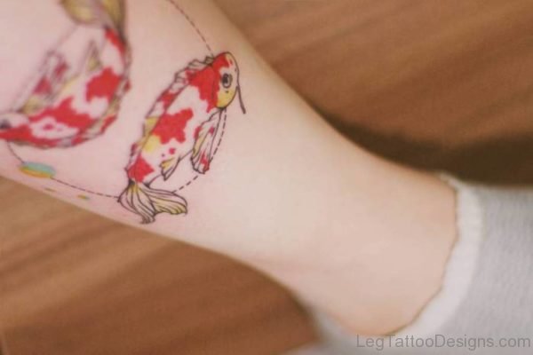 Pretty Fish Tattoo On Leg