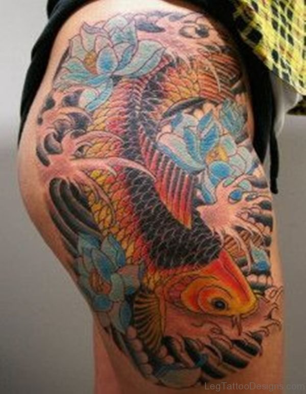 Pretty Fish Tattoo On Thigh