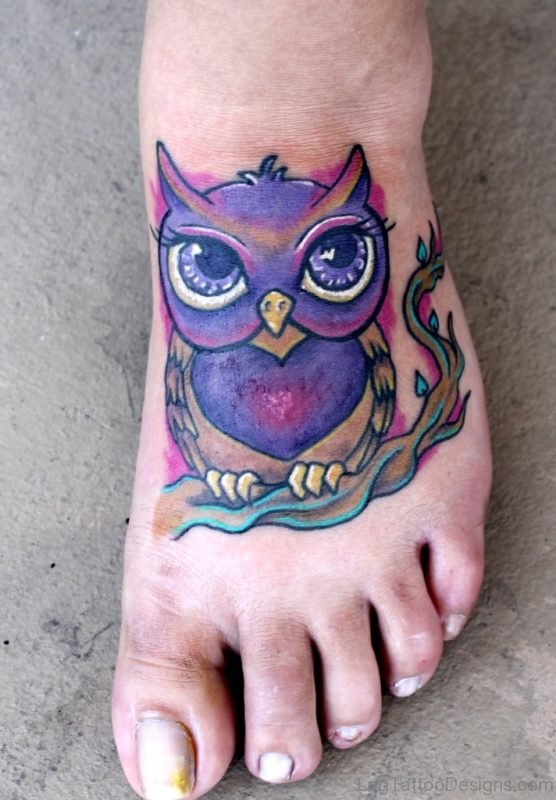 Purple Owl Tattoo