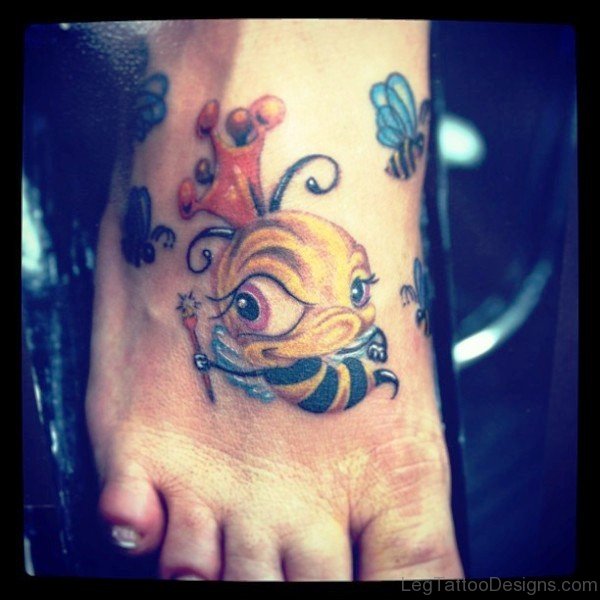 Queen Bee Tattoo On Foot